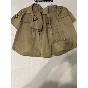 Vintage 1950s US Army Khaki Uniform Set  2 Medium Shirts And 2 34x31 Trousers